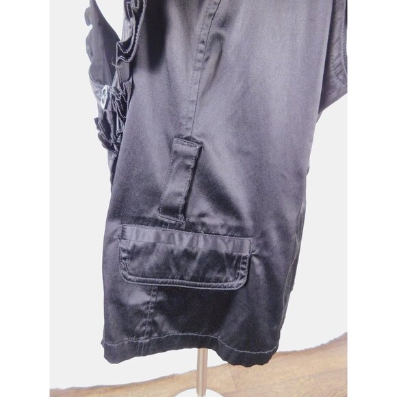 Dots Blazer Womens 2X Black Short Sleeve Ruffle Trim Satin Look Button Front - Picture 4 of 12
